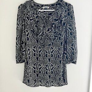 CHLOE Printed 3/4 Sleeve Blouse, Black/White